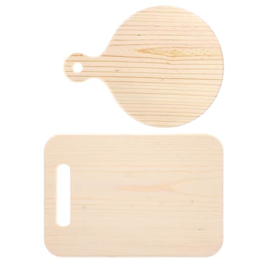 Good Wood by Leisure Arts&#xAE; 2-Piece Circle and Rectangle Wood Cutting Board Set